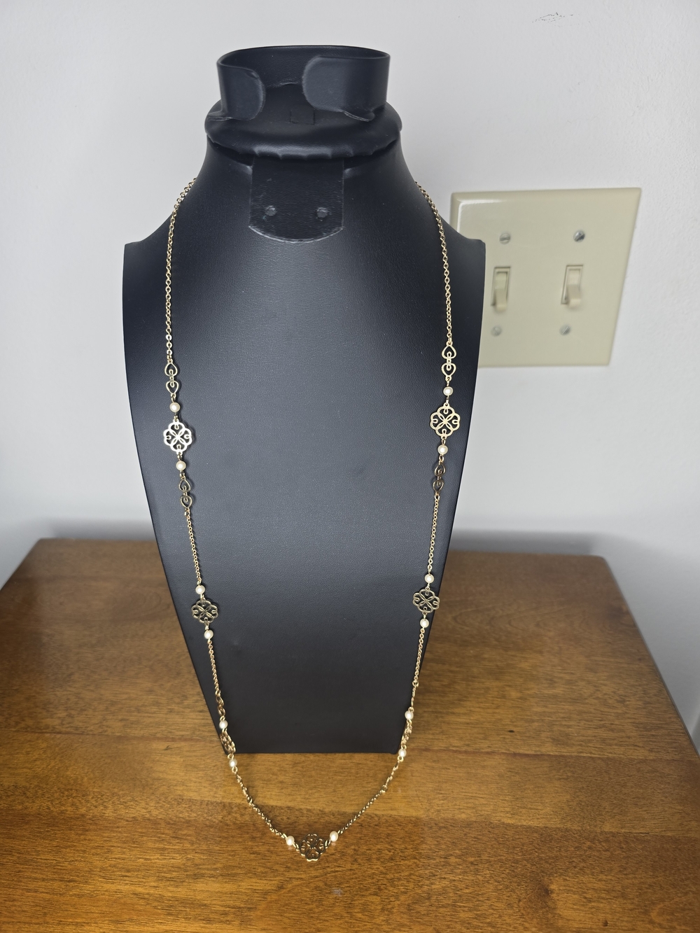 Gold Long Pendant Station Necklace - Women Jewelry Necklaces
